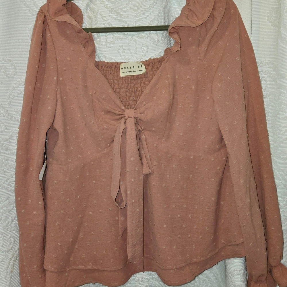 Lovely Peach Ruffle Blouse